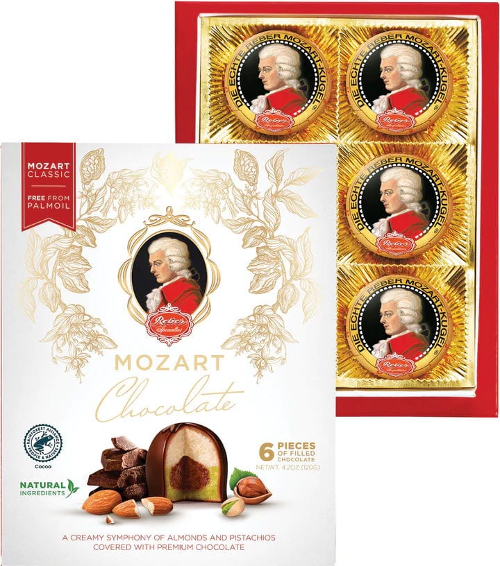 Gourmet International Mozart 6-Piece Chocolate Kugel Portrait Box