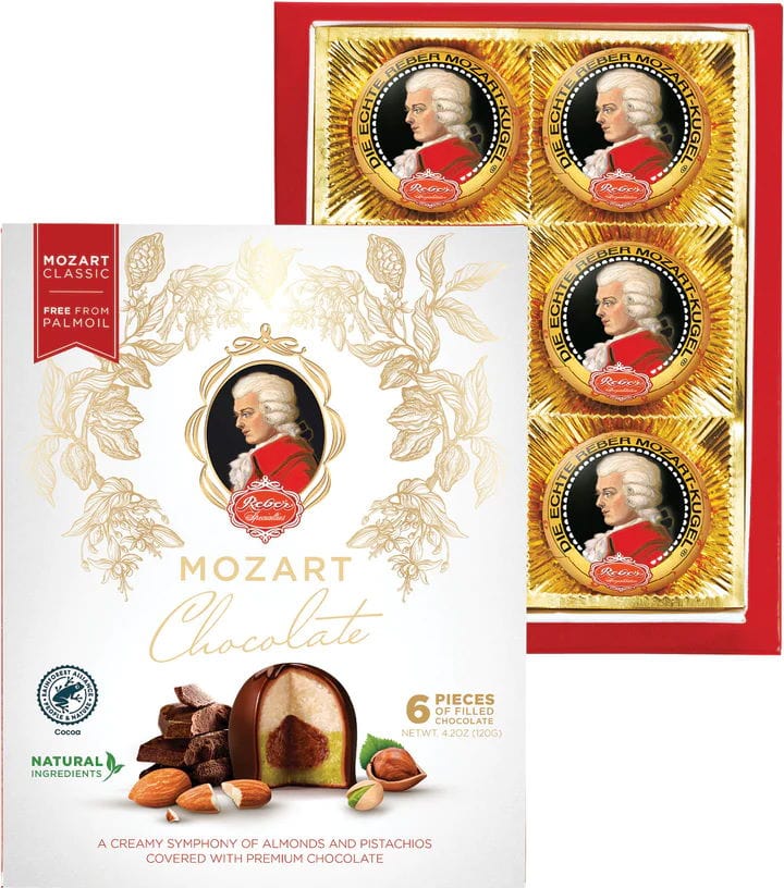Mozart 6-Piece Chocolate Kugel Portrait Box - Chocolate