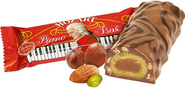 Gourmet International Mozart Piano Bar Milk Chocolate Covered Pistachio Marzipan