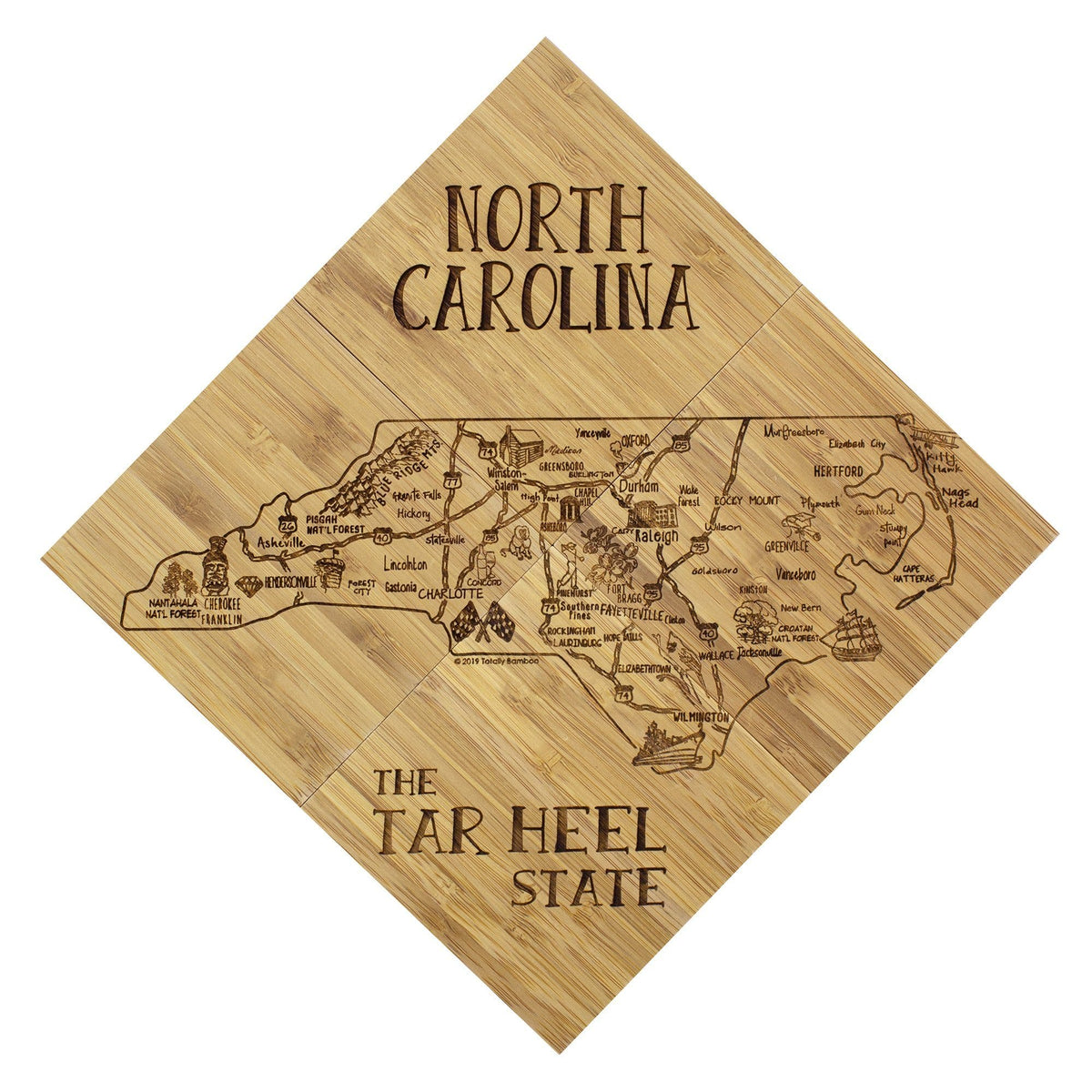 Totally Bamboo North Carolina State Puzzle 4-PC Coaster Set with Case