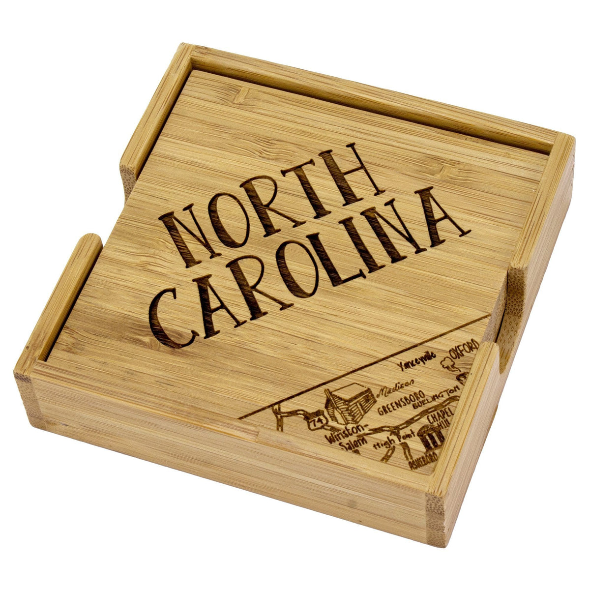 North Carolina State Puzzle 4-PC Coaster Set with Case - North Carolina Gifts