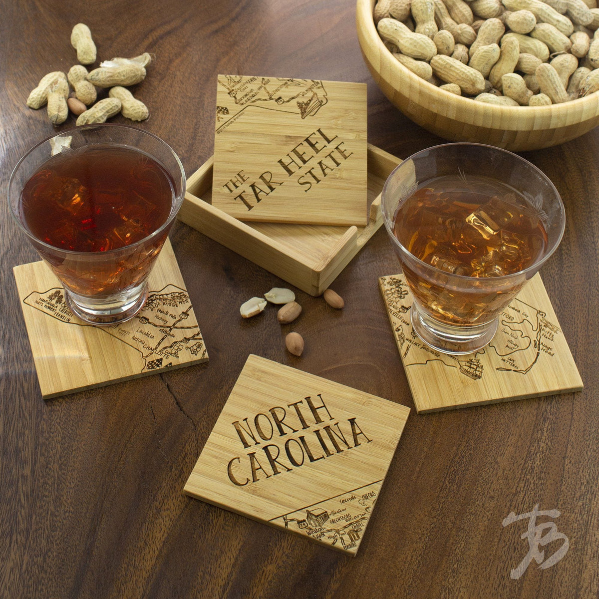 North Carolina State Puzzle 4-PC Coaster Set with Case - North Carolina Gifts