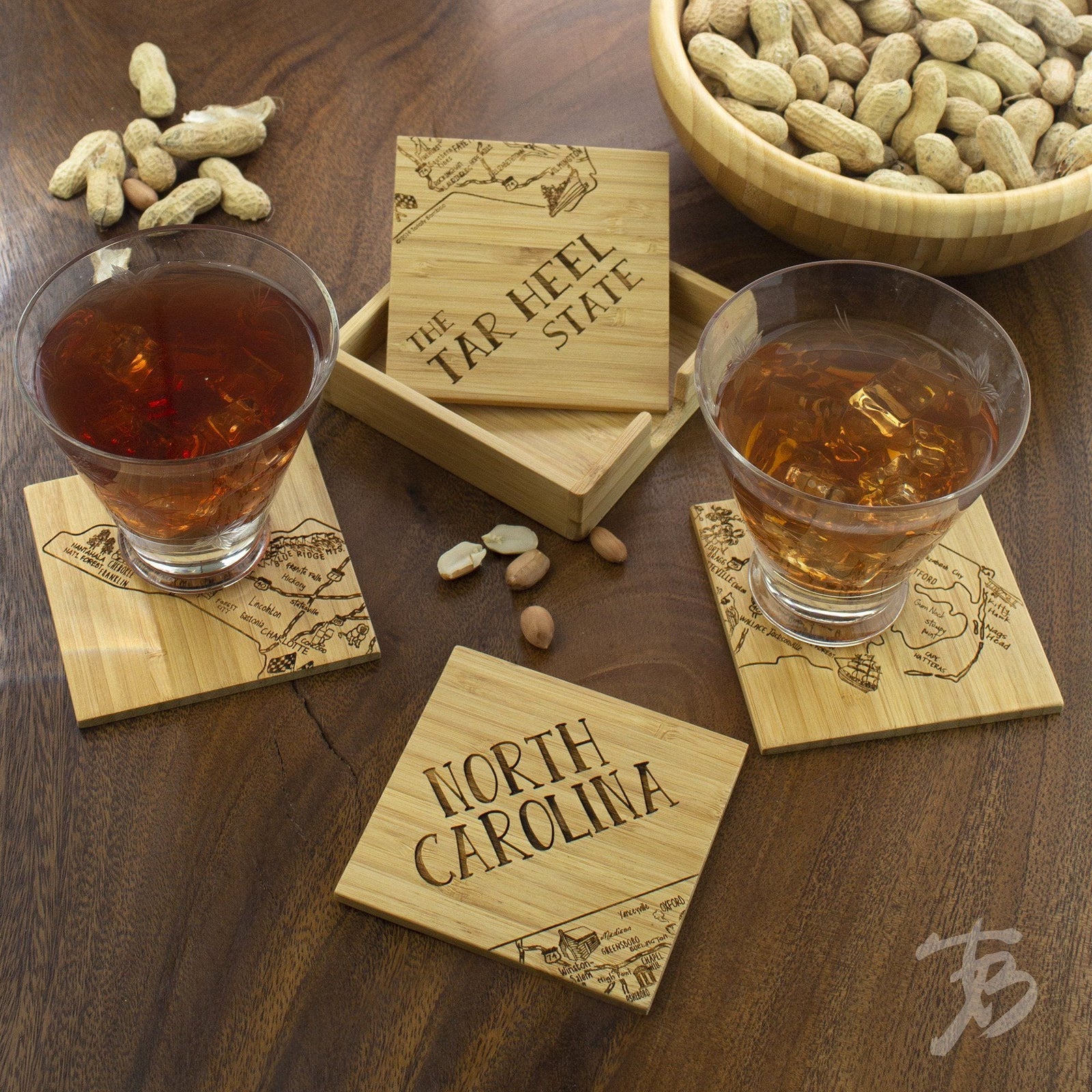 North Carolina State Puzzle 4-PC Coaster Set with Case - North Carolina Gifts