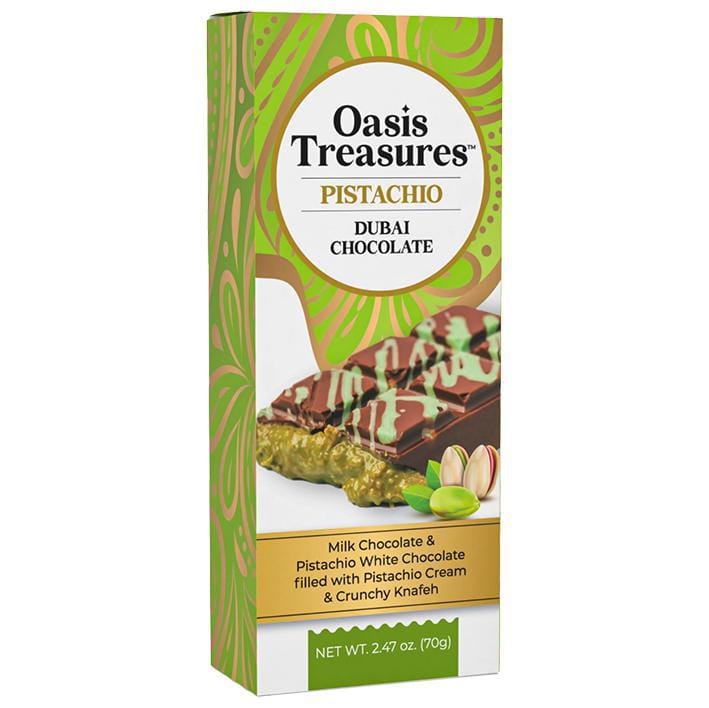 Oasis Treasures – Pistachio Dubai Chocolate Bar - Chocolate