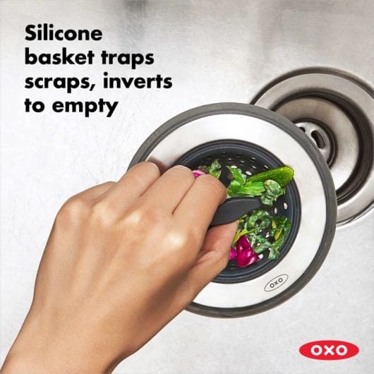OXO 2-in-1 Silicone Sink Strainer with Stopper - Cleaning