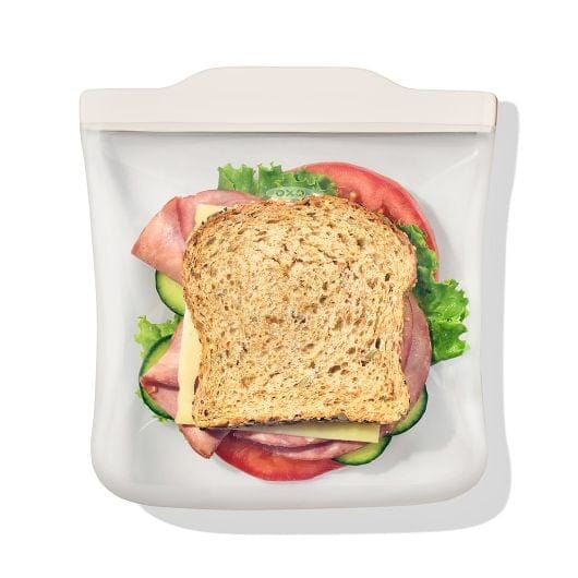 OXO 28 oz Silicone Reusable Sandwich Bag - Oat - Plastic Storage