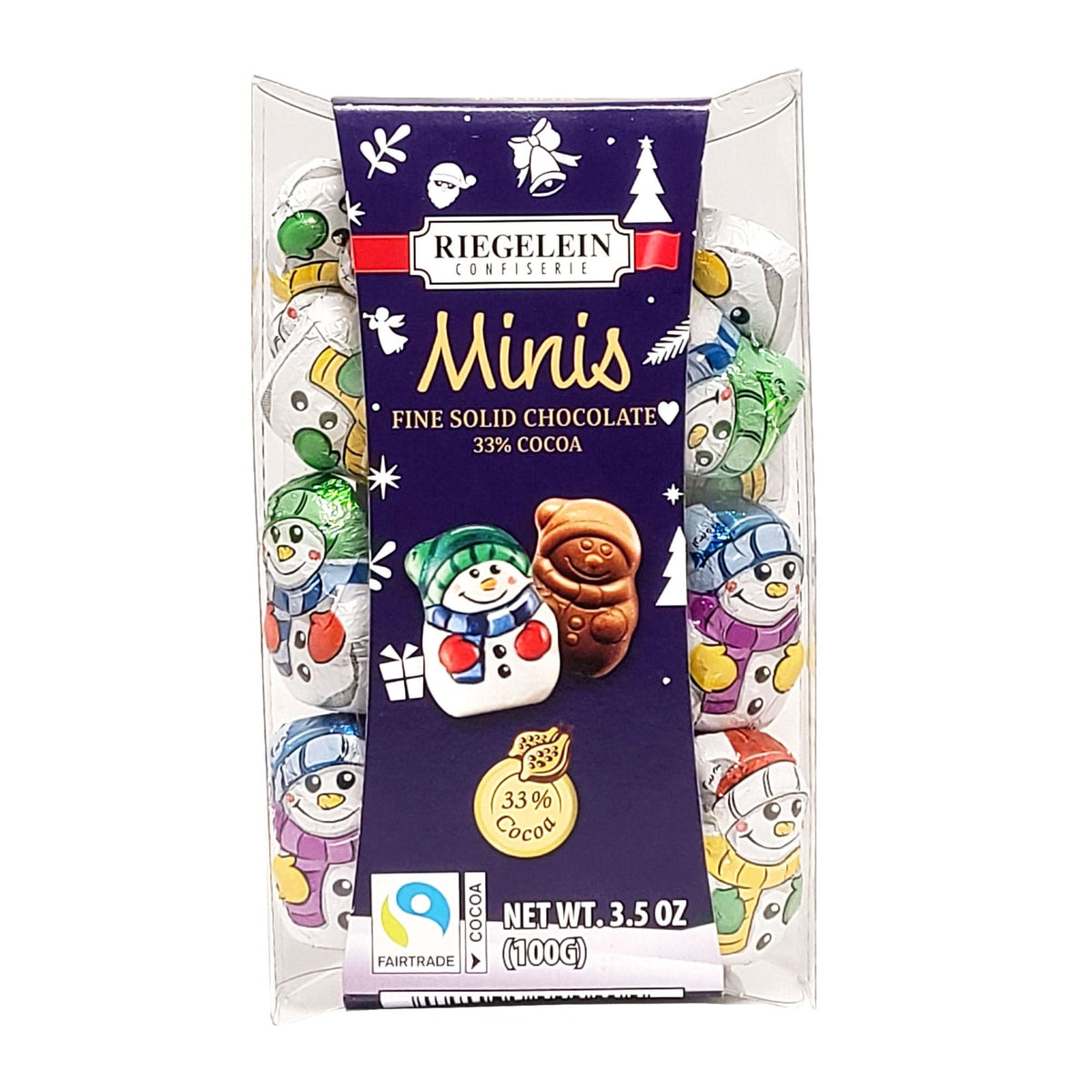 Riegelein Solid Chocolate Mini Snowman 3.5 oz - Candy