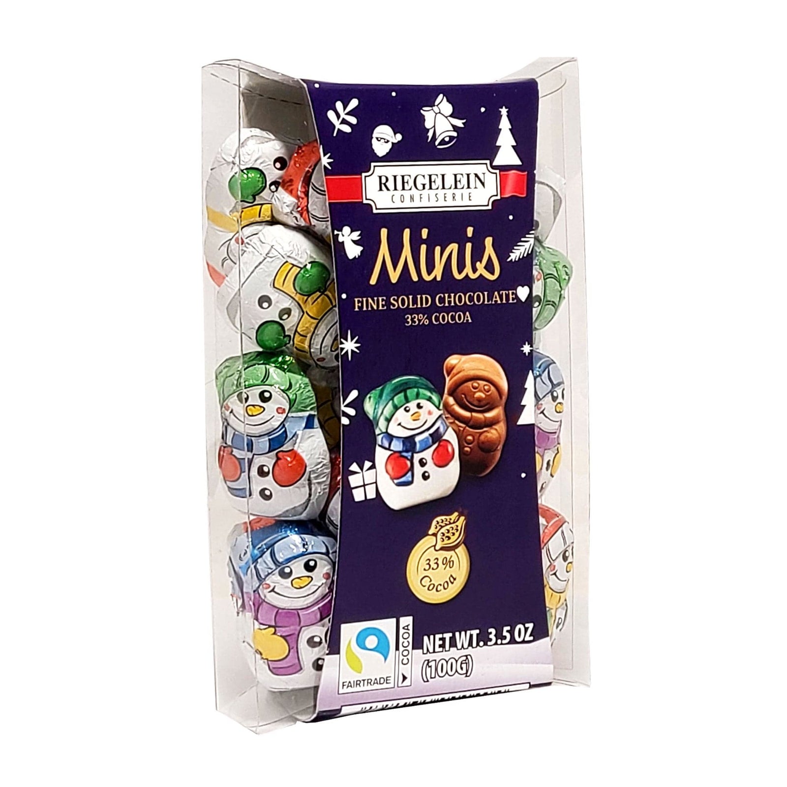 Riegelein Solid Chocolate Mini Snowman 3.5 oz - Candy