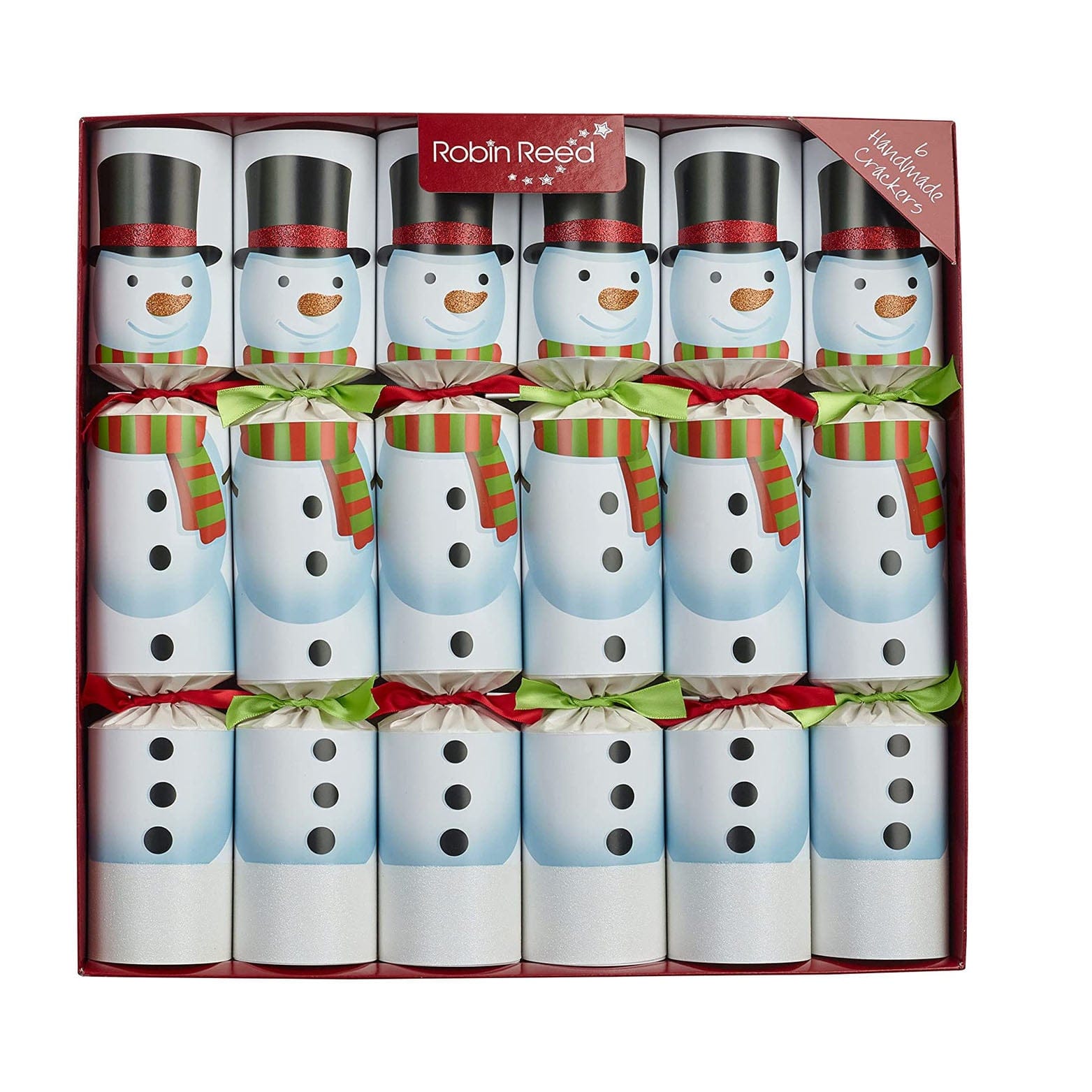 Robin Reed Robin Reed 13" Christmas Crackers, Racing Snowman - Box of 6