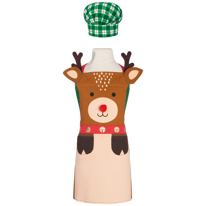 Rudolph Kid's Christmas Apron & Hat Set - Linen
