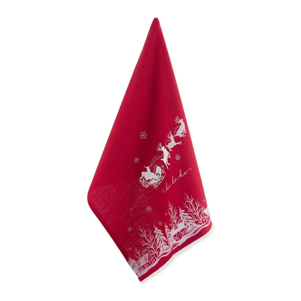 Design Import Santas Sleigh Embellished Dishtowel