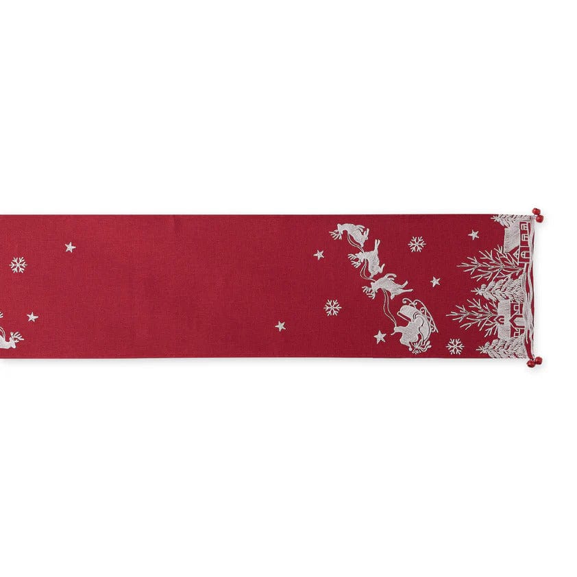 Design Import Santas Sleigh Embroidered Table Runner - 14 X 70"