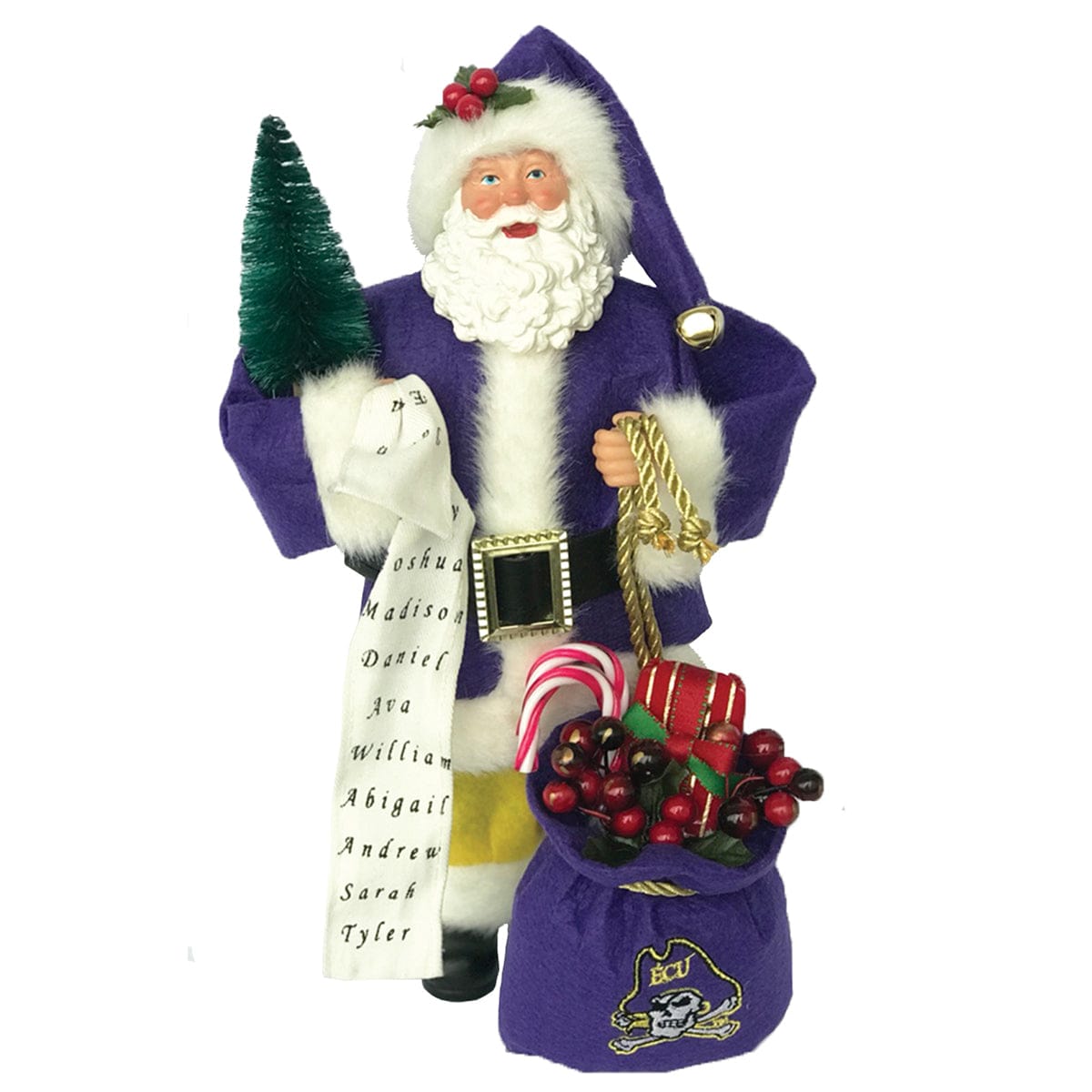 Santa's Workshop 12in ECU Santa with List - Collegiate Decoration