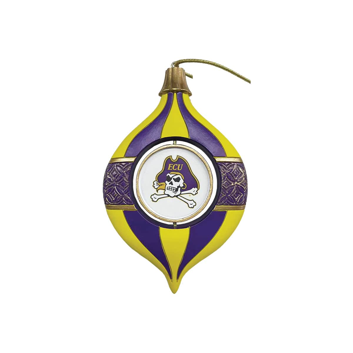 Santa's Workshop 5.5 in. ECU Spinning Ornament - Collegiate Decoration