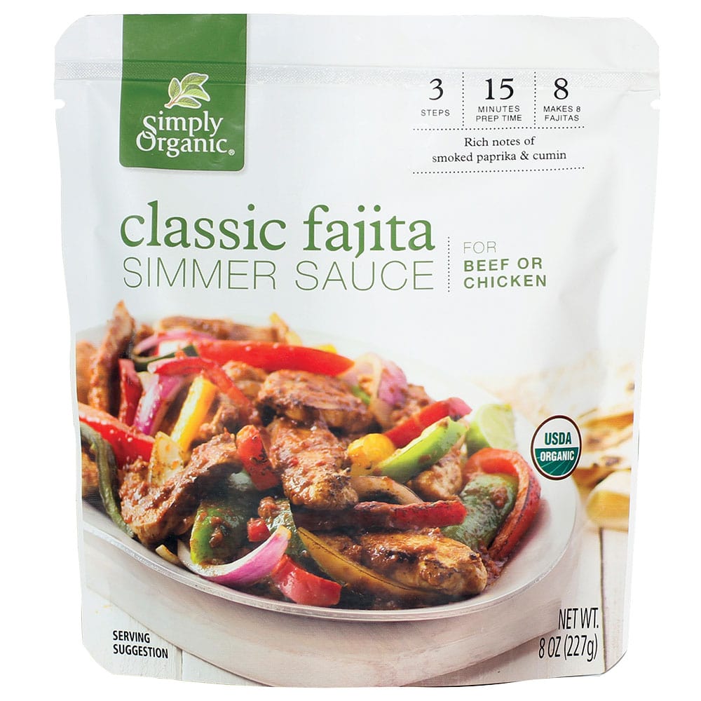 Simply Organic Classic Fajita Simmer Sauce 8 oz - Spices