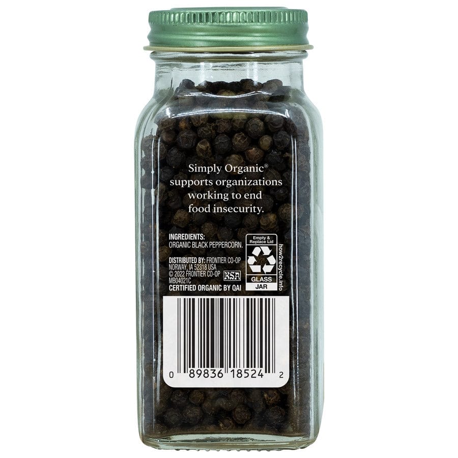 Frontier Co-Op Simply Organic Whole Black Peppercorns 2.65 oz
