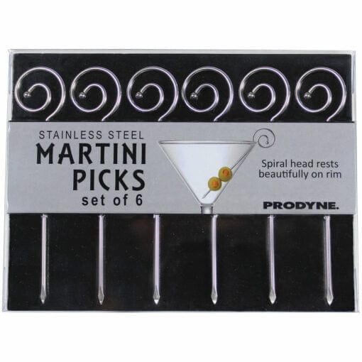 Prodyne Spiral Stainless Steel Martini Picks, Set of 6