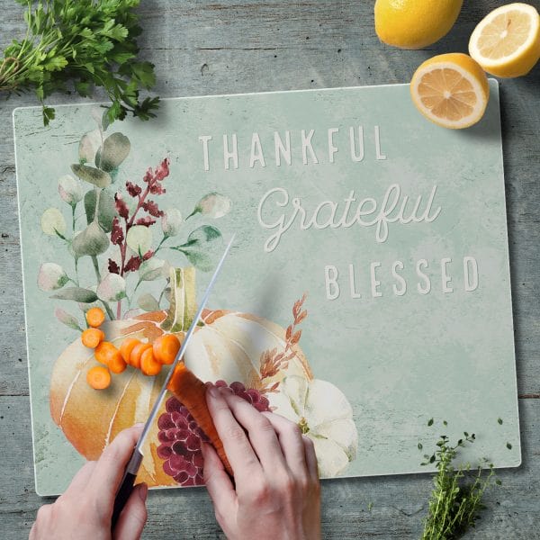 CounterArt Thankful Grateful – Glass Counter Saver 15″ x 12″