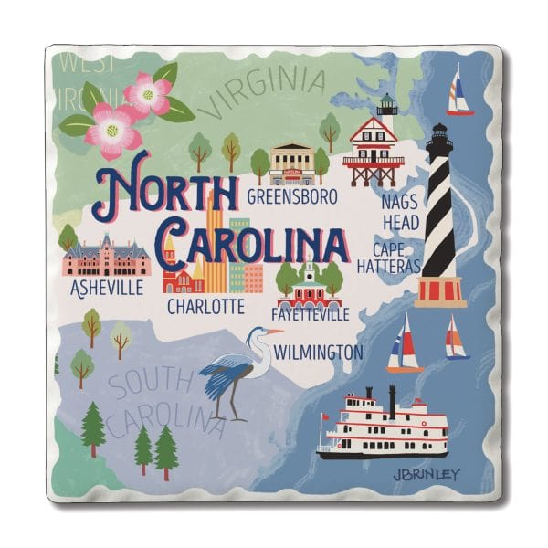 Thirstystone North Carolina State Attractions Decorative Coasters - North Carolina Gifts