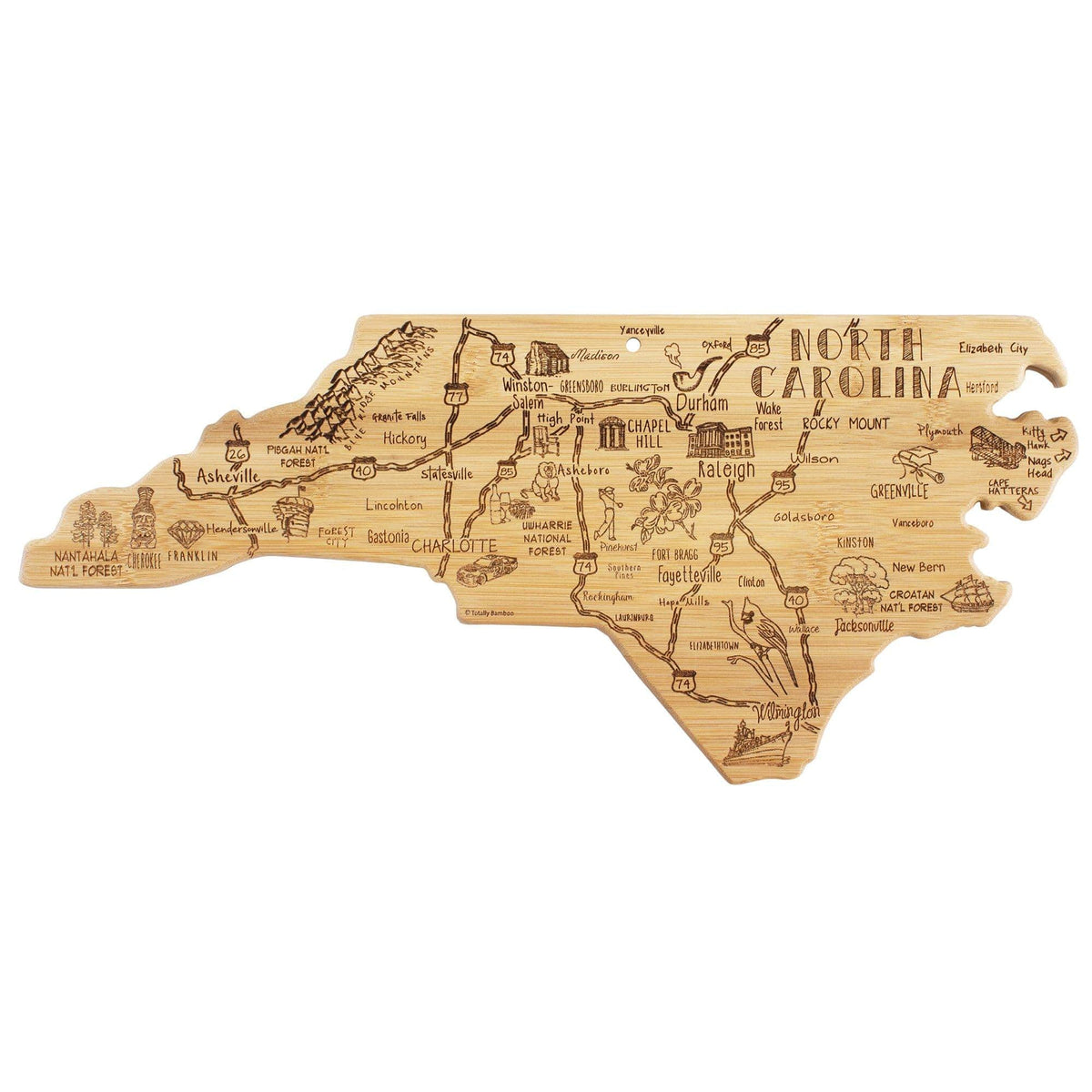 Totally Bamboo Destination North Carolina Bamboo Cutting Board - North Carolina Gifts