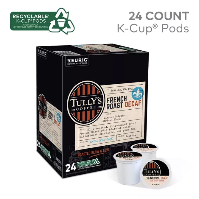Keurig Tully&#39;s Coffee French Roast Decaf K-Cup Coffee - 24 Count Box