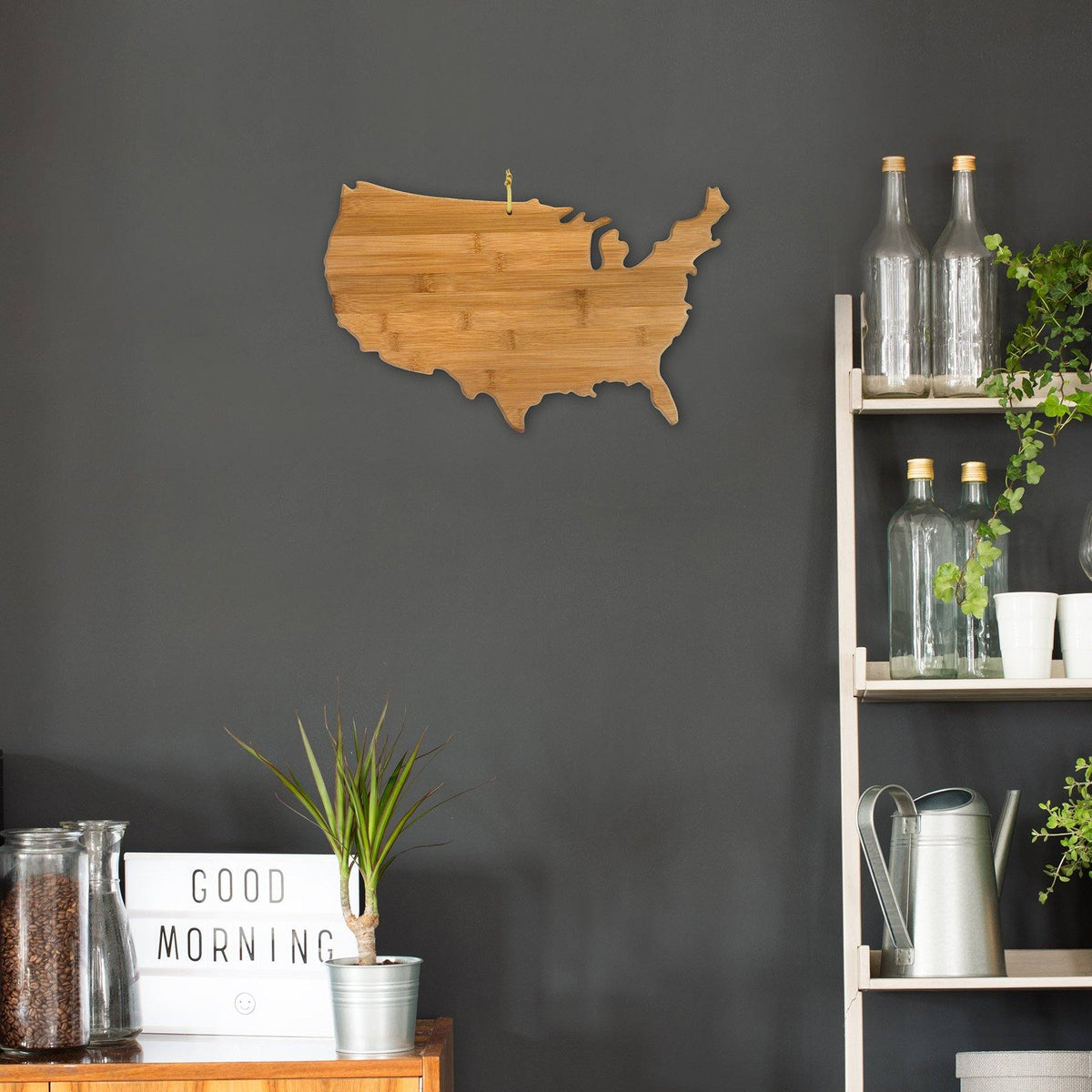 USA Shaped Bamboo Serving and Cutting Board - North Carolina Gifts