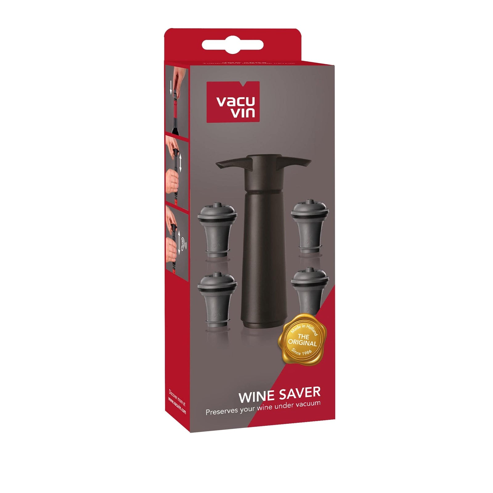 Vacu vin Wine Saver Black - 4 Stoppers - Wine Accessories