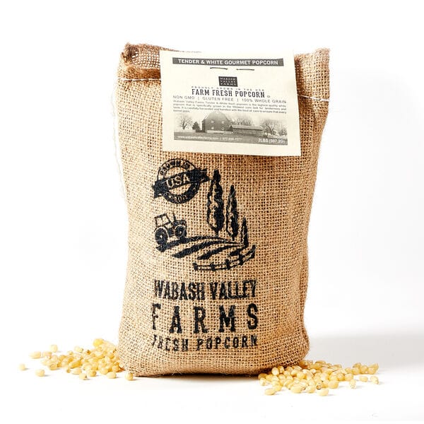 Southern Season Wabash Valley Farms Burlap Bag of White Hulless Amish Popcorn