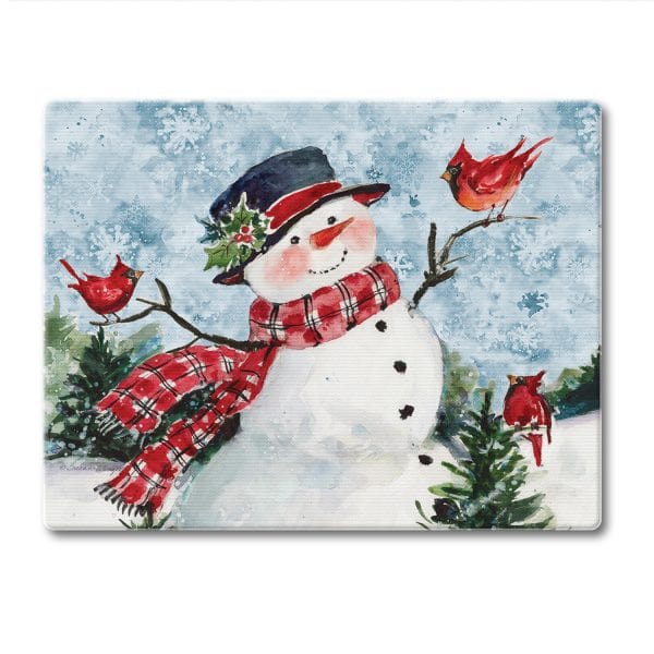 CounterArt Watercolor Snowman – Glass Counter Savers 10 x 8