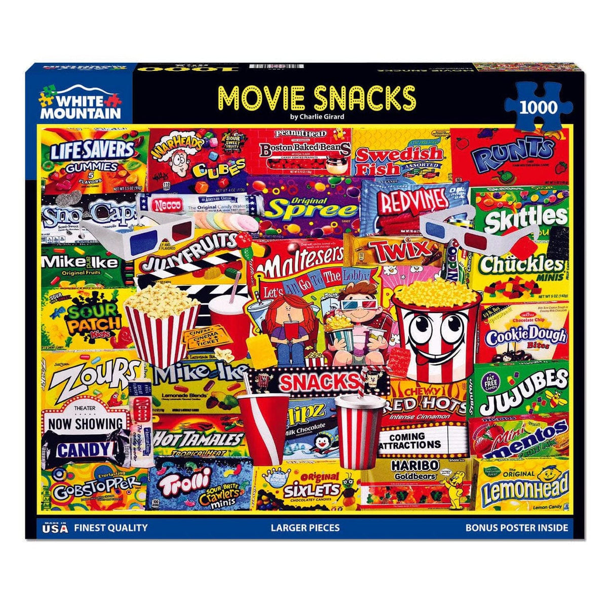 White Mountain 1000 Piece Puzzle - Movie Snacks - Games