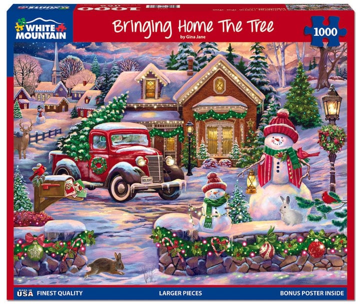 White Mountain Puzzles White Mountain Bringing Home the Tree 1000 pc Puzzle