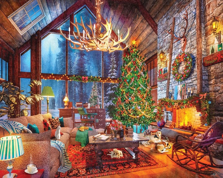 White Mountain Puzzles White Mountain Christmas at the Cabin 1000 pc Puzzle