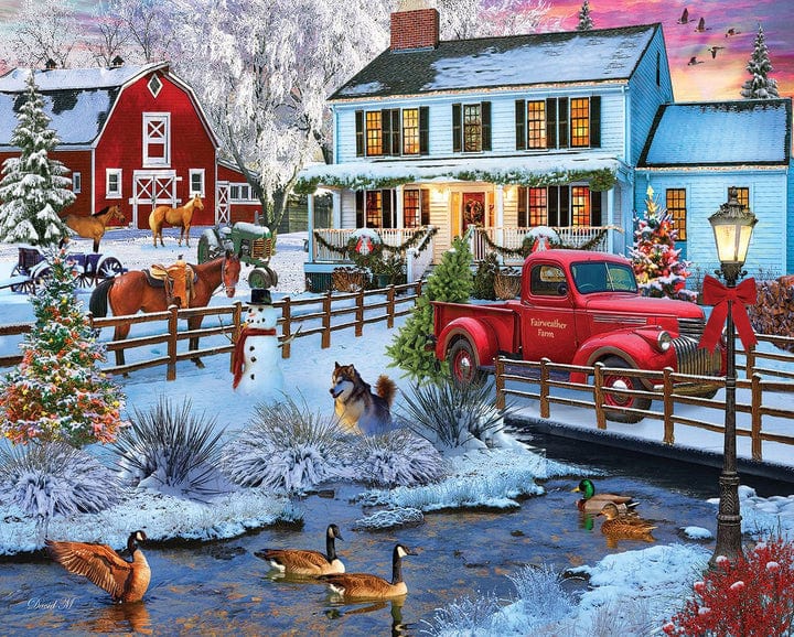 White Mountain Puzzles White Mountain Christmas on the Farm 1000 pc Puzzle