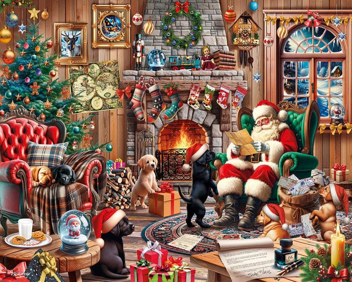White Mountain Puzzles White Mountain Christmas Puppies 1000 pc Puzzle
