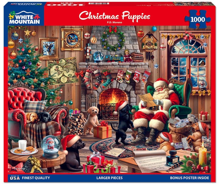 White Mountain Puzzles White Mountain Christmas Puppies 1000 pc Puzzle