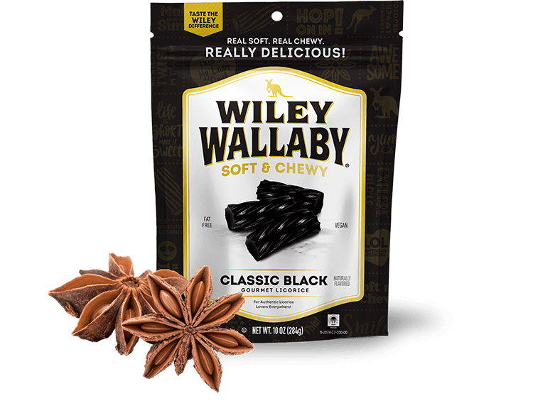 Gourmet International Wiley Wallaby Soft &amp; Chewy Classic Black Licorice 10 oz