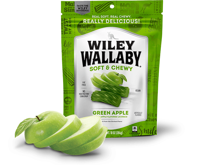 Gourmet International Wiley Wallaby Soft & Chewy Green Apple Licorice 10 oz