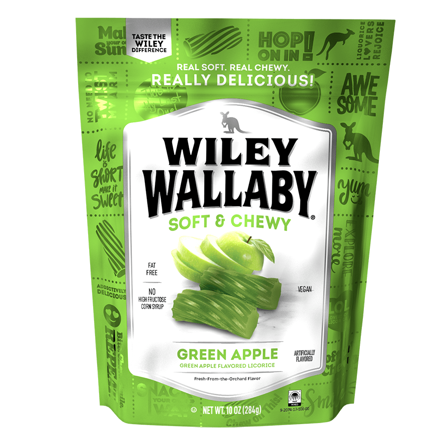 Gourmet International Wiley Wallaby Soft & Chewy Green Apple Licorice 10 oz