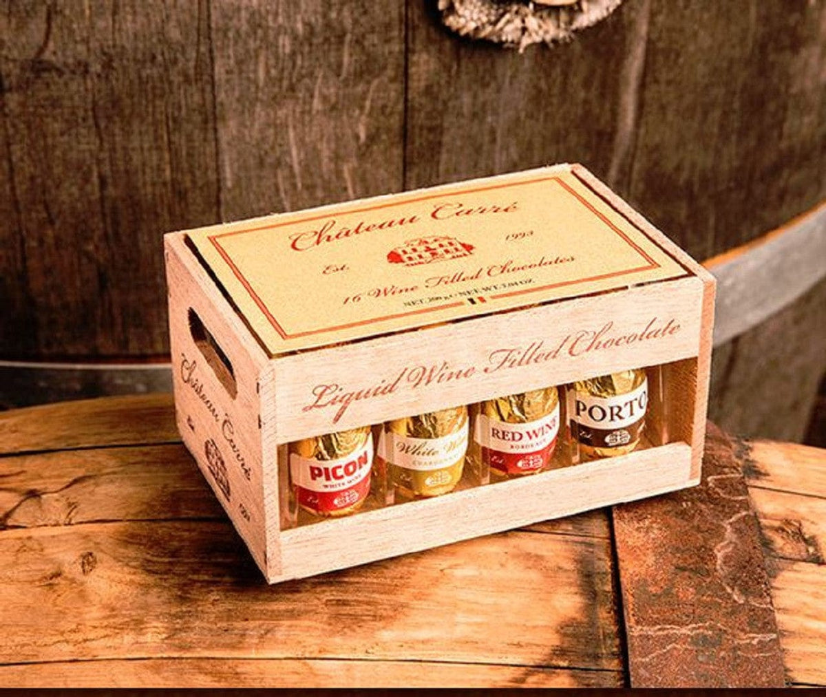 Wine Filled Chocolate Bottles Crate - Chocolates