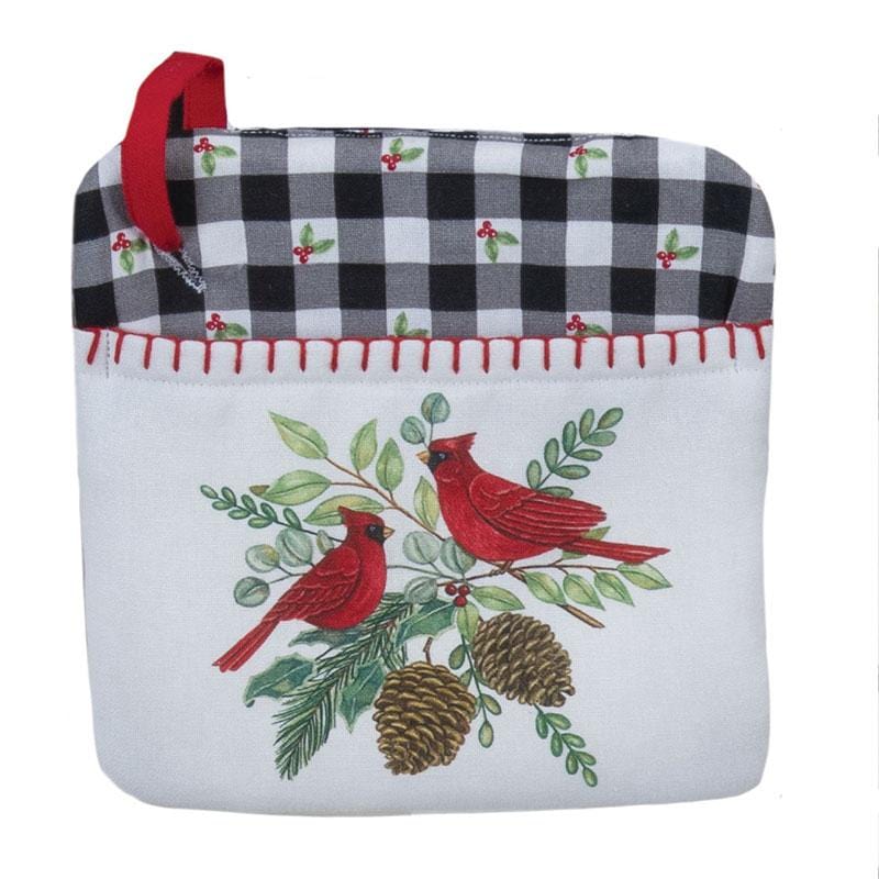 Winter Cardinal Pocket Mitt - Linen