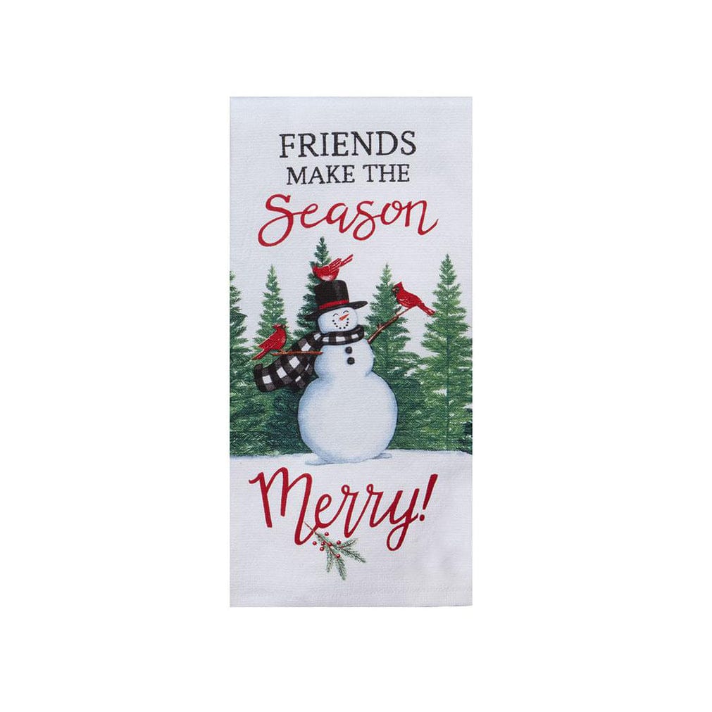 Winter Cardinal Snowman Dual Purpose Terry Towel - Linen