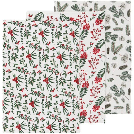 Now Designs Winterberry Bakers Floursack Dishtowels Set of 3