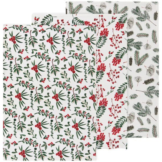 Winterberry Bakers Floursack Dishtowels Set of 3 - Linen