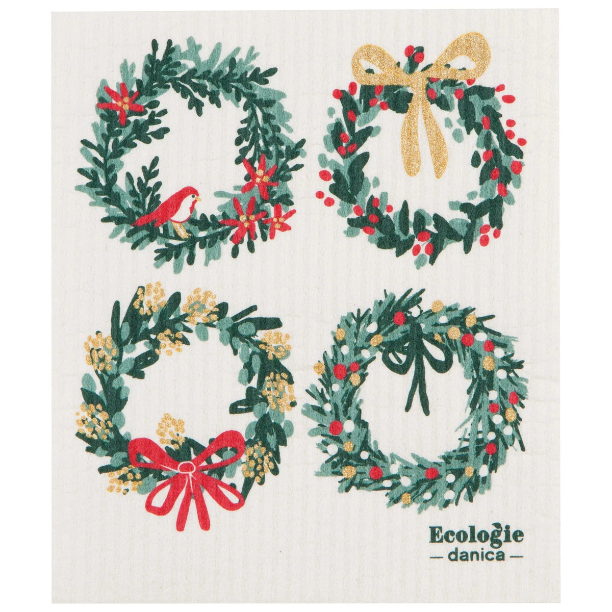 Wreaths Swedish Sponge Cloth - Linen