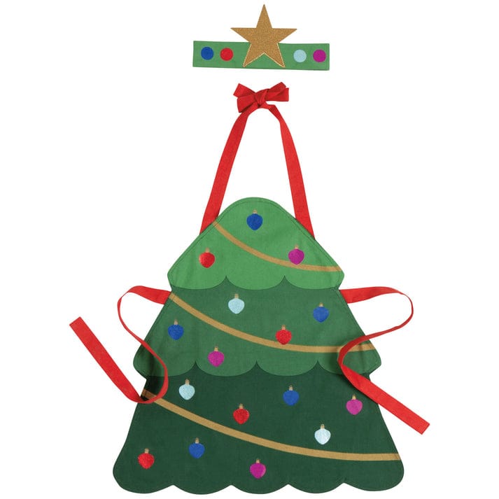 Xmas Tree Christmas Kid's Apron and Hat Set - Linen