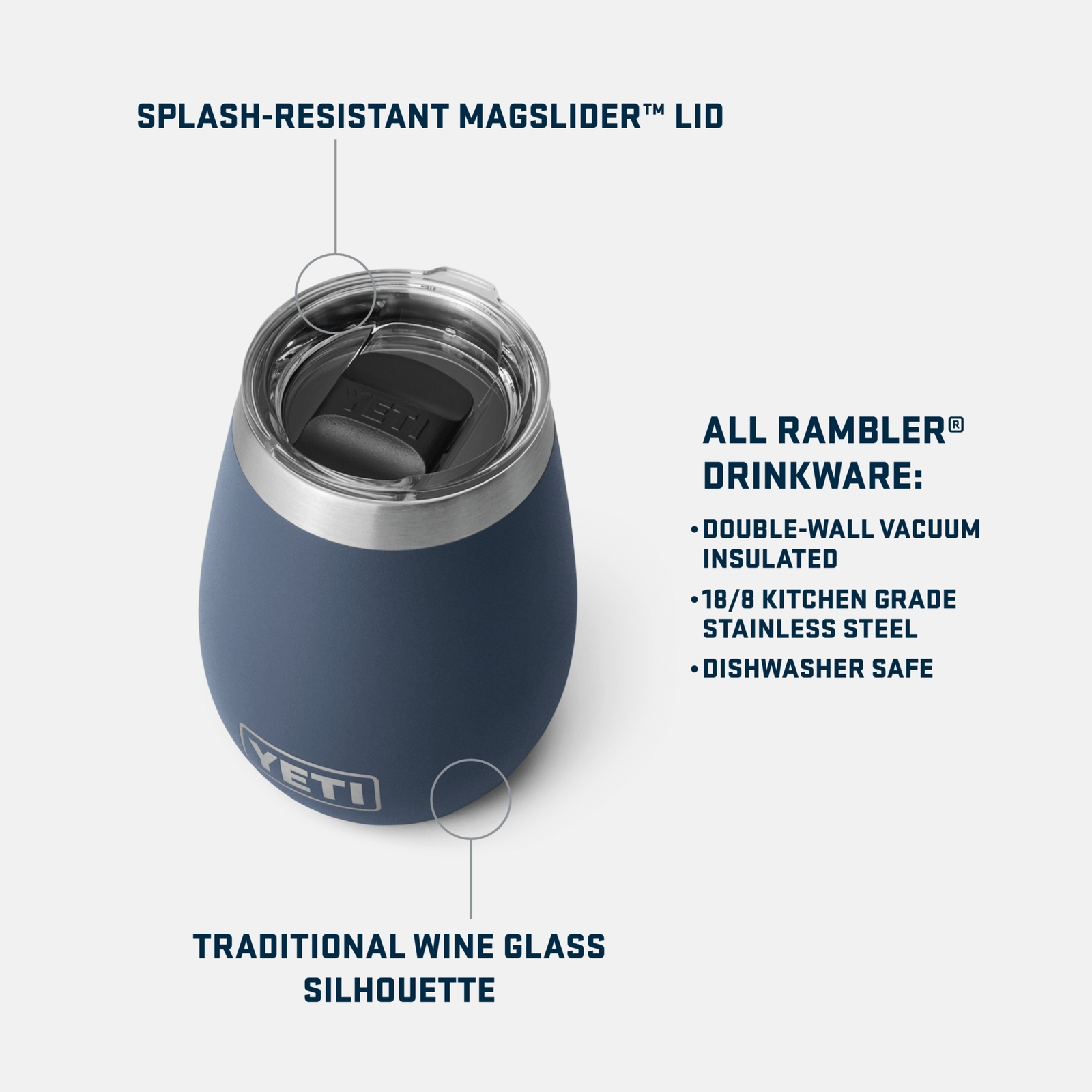 YETI YETI Rambler 10 oz Wine Tumbler With Magsafe Lid - Navy