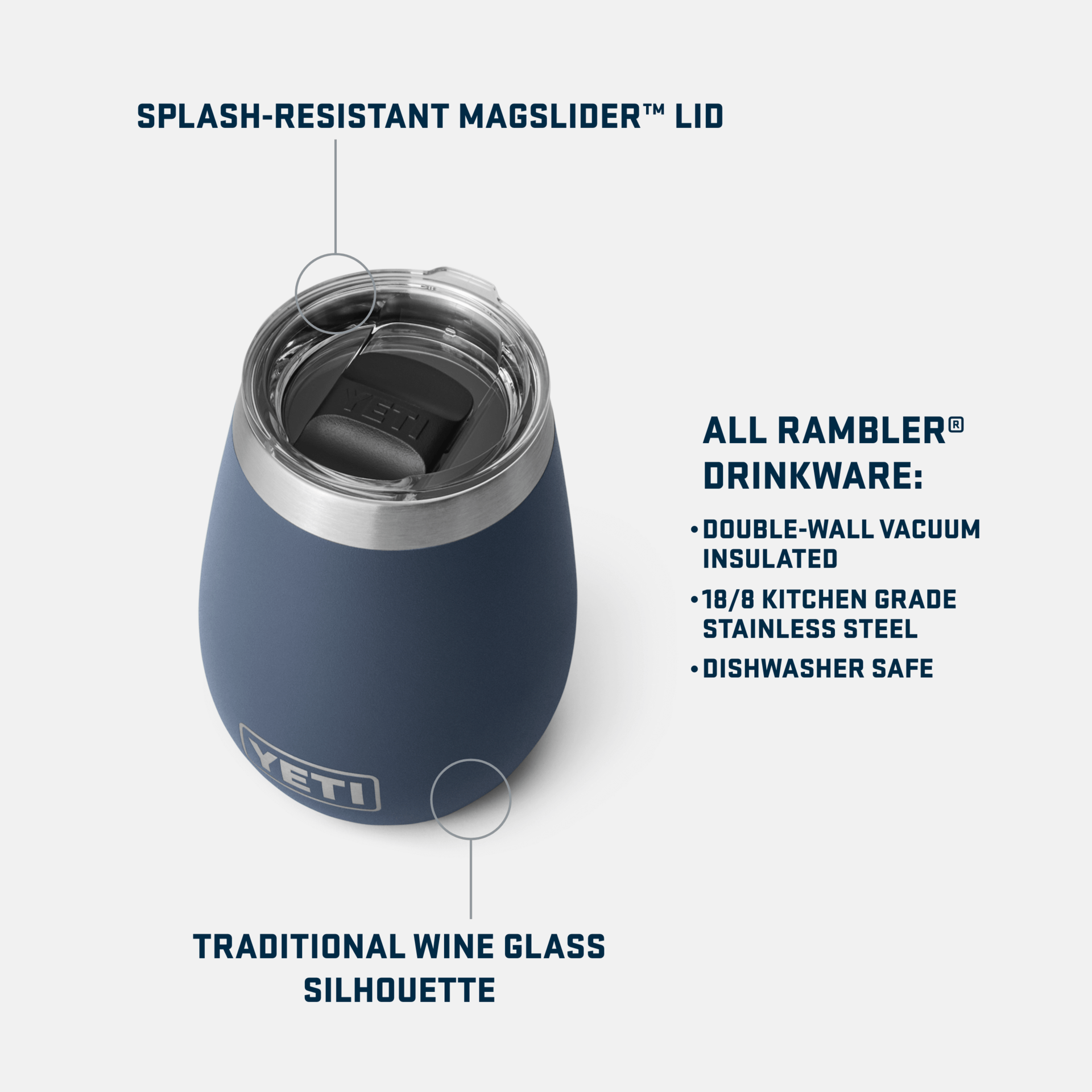 YETI Rambler 10 oz Wine Tumbler With Magsafe Lid - White YETI Rambler 10 oz Wine Tumbler With Magsafe Lid - White