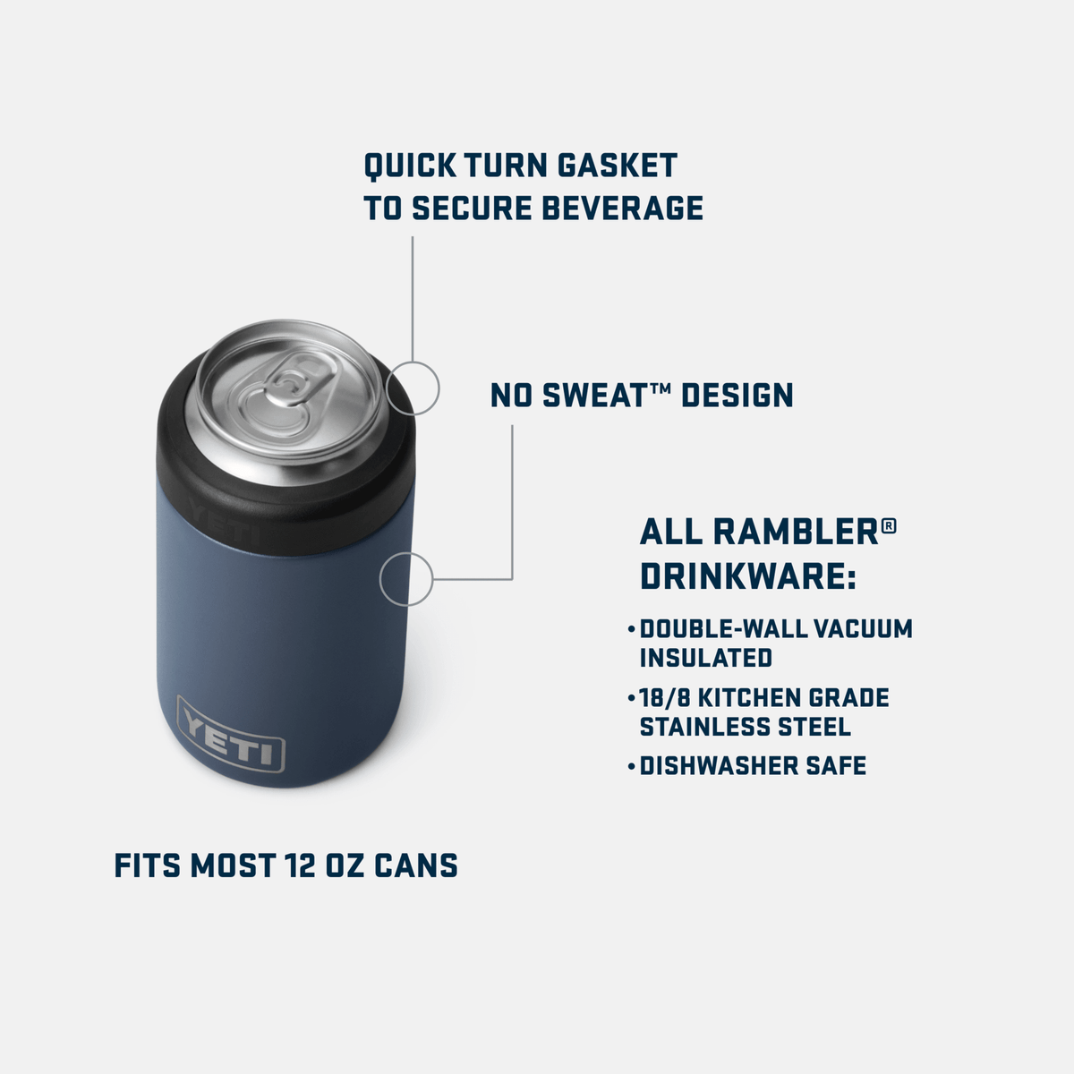YETI Rambler 12 oz Colster Can Cooler - Navy - Insulated Drinkware