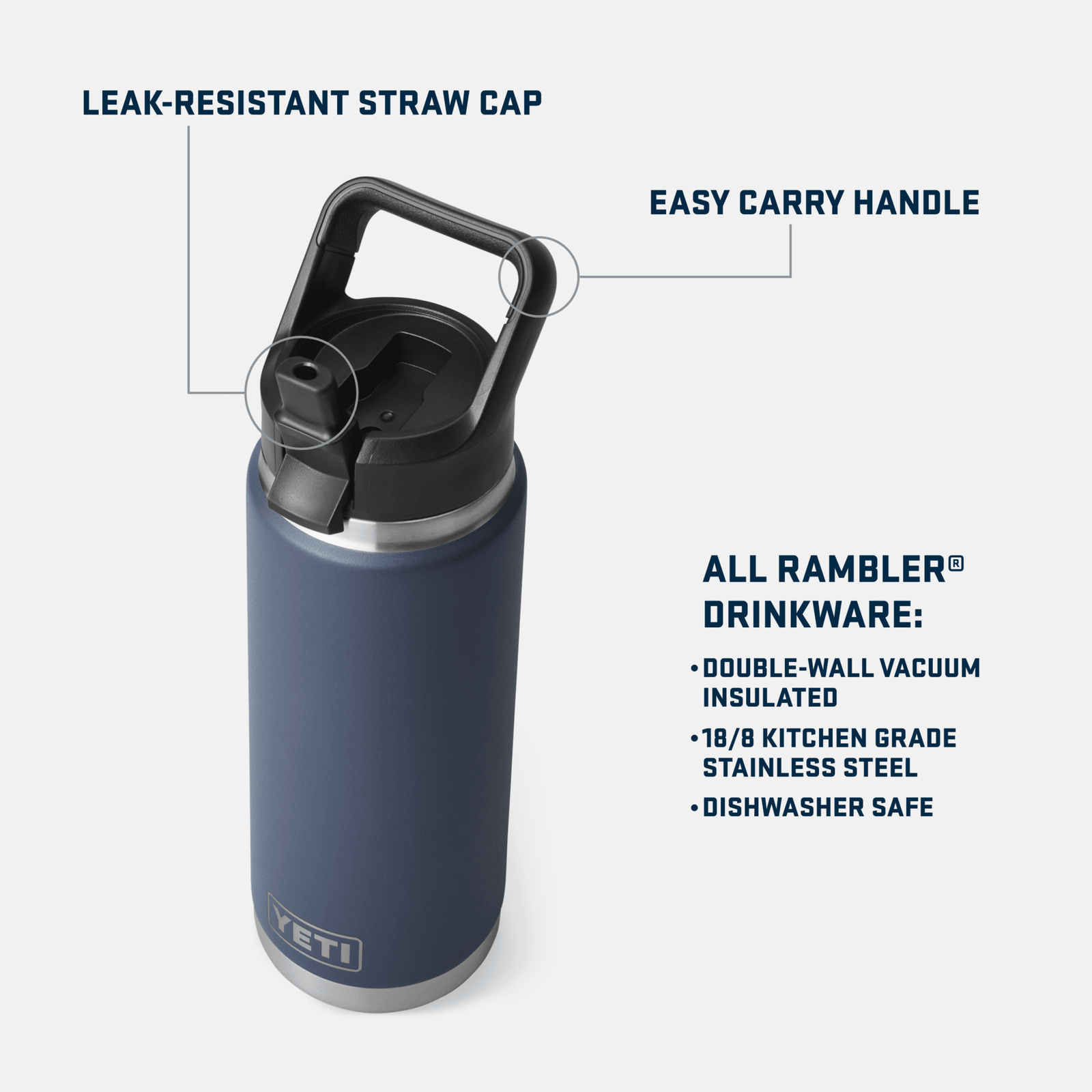 YETI Rambler 26 oz Water Bottle with Straw Cap - Seafoam - Insulated Drinkware