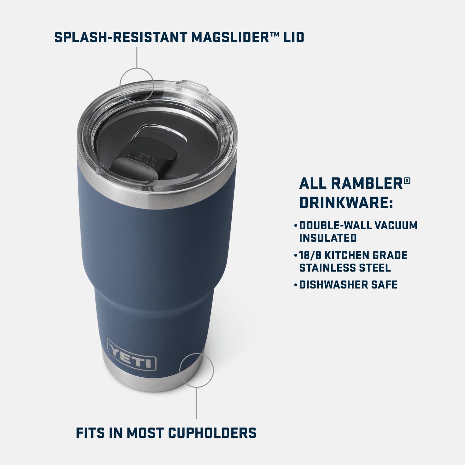YETI Rambler 30oz Tumbler with Magslider Lid - Navy - Insulated Drinkware
